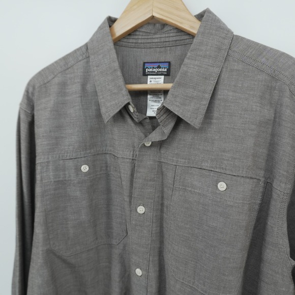 Patagonia Other - Patagonia Button Down Shirt Mens XL Grey Organic Cotton Long Slv Utility Pockets